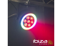 Ibiza  Projetor PAR C/ 7 Leds 6W RGBW 1 Anel LED DMX